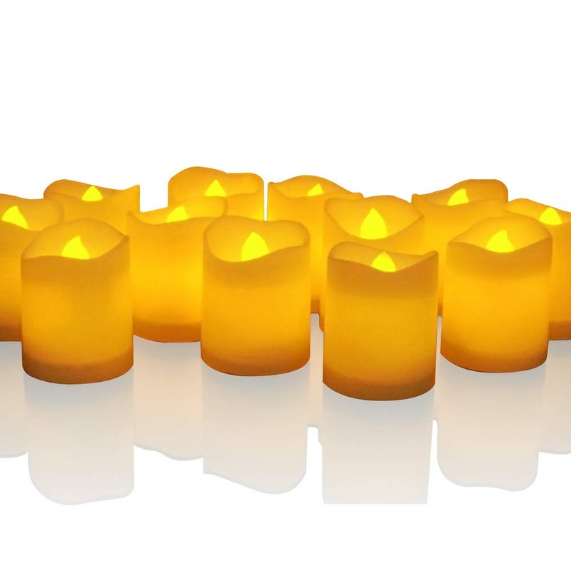 Novelty Place Flameless Flickering Votive Candles, 12 Pack Battery Operated LED Tea Lights, Fake Electric Candles for Wedding, Table, Halloween & Christmas Decorations - Image 1